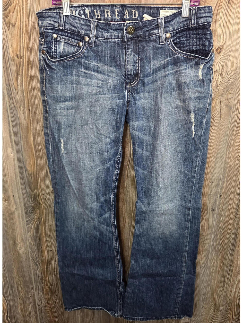 VTG Southern Thread Denim Jeans "Samantha" Women Size 31R (33x31) Raw Heel Rodeo